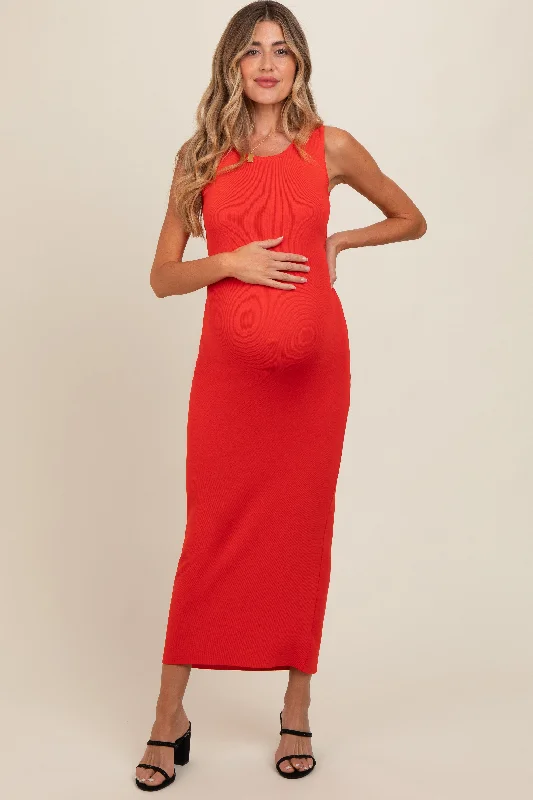 Rust Back Tie Bodycon Maternity Maxi Dress Chic Button-Up Maxi Dress