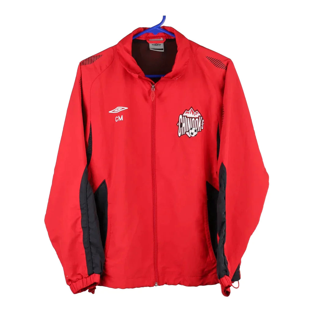 Umbro Track Jacket - Large Red Polyester Welt Pockets Slit Pockets Flap Pockets