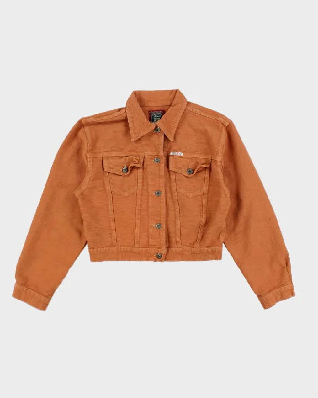 Vintage Bullet Blue Jeans Brand Orange Cropped Jacket - M Fleece Jacket Down Jacket Parka Vintage Bullet Blue Jeans Brand Orange Cropped Jacket - M Fleece Jacket Down Jacket Parka
