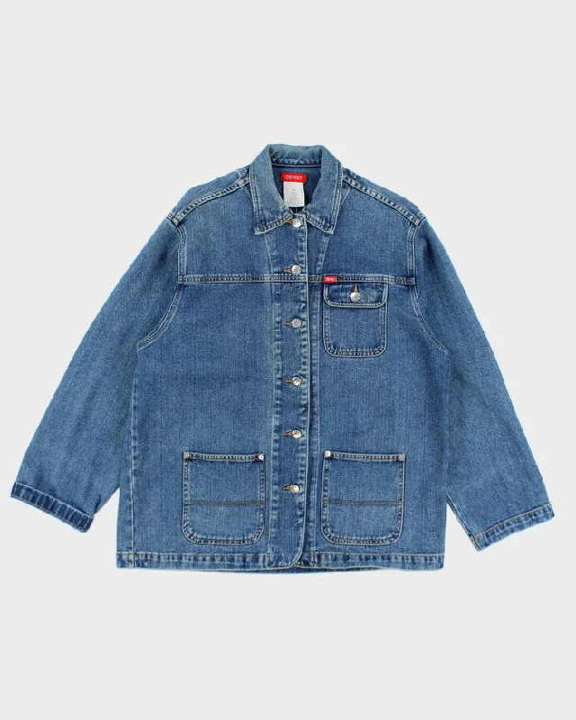 Vintage Y2K Esprit Multi Pocket Boxy Denim Jacket - M Ribbed Jacket Pleated Jacket Ruffled Jacket