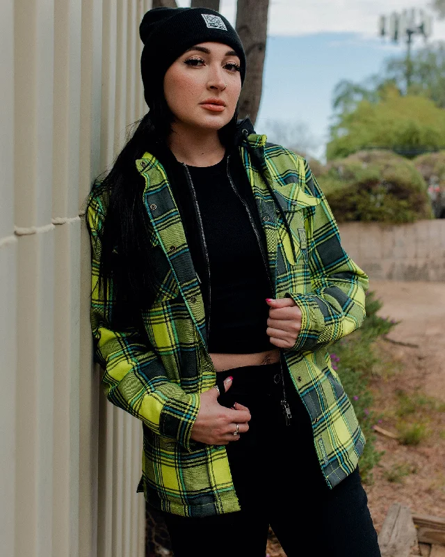 Women's Jobsite Hooded Flannel Jacket Toggled Jacket Drawstring Jacket Belted Jacket Women's Jobsite Hooded Flannel Jacket Toggled Jacket Drawstring Jacket Belted Jacket
