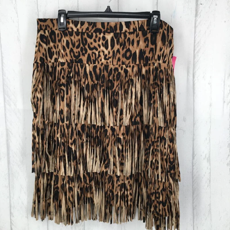 2 (L) Animal print fringe skirt pleated skirt texture