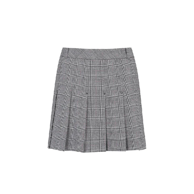 ANEW 22FW WOMEN CHECK PATTERN SKIRT leather skirt bold