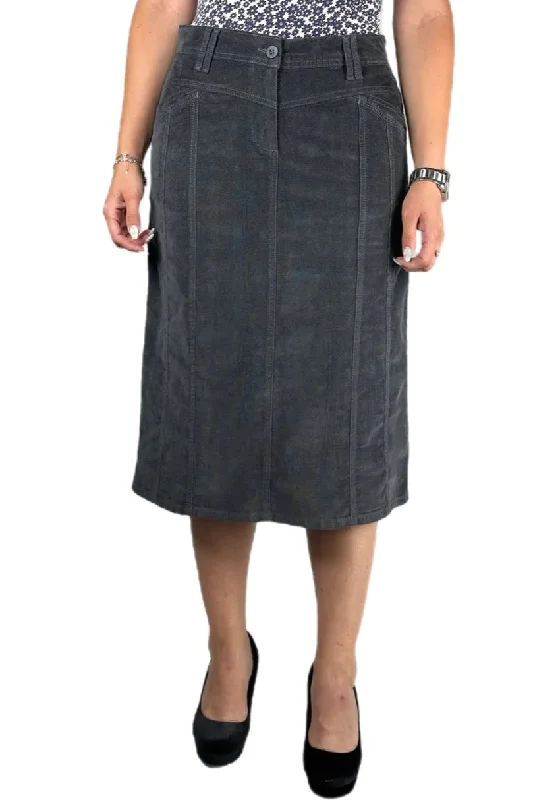 Twill Skirt 242-59D in Grey silk skirt smooth