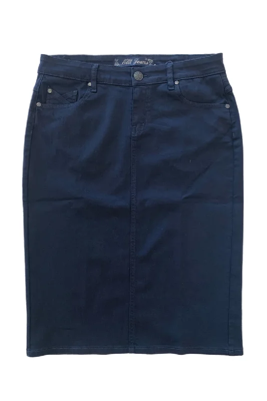 Twill Skirt Style 227/2-70B in Navy Blue leather skirt sleek