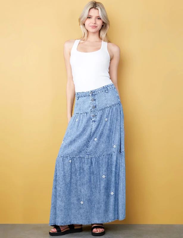 Denim Flower Skirt low waist skirt