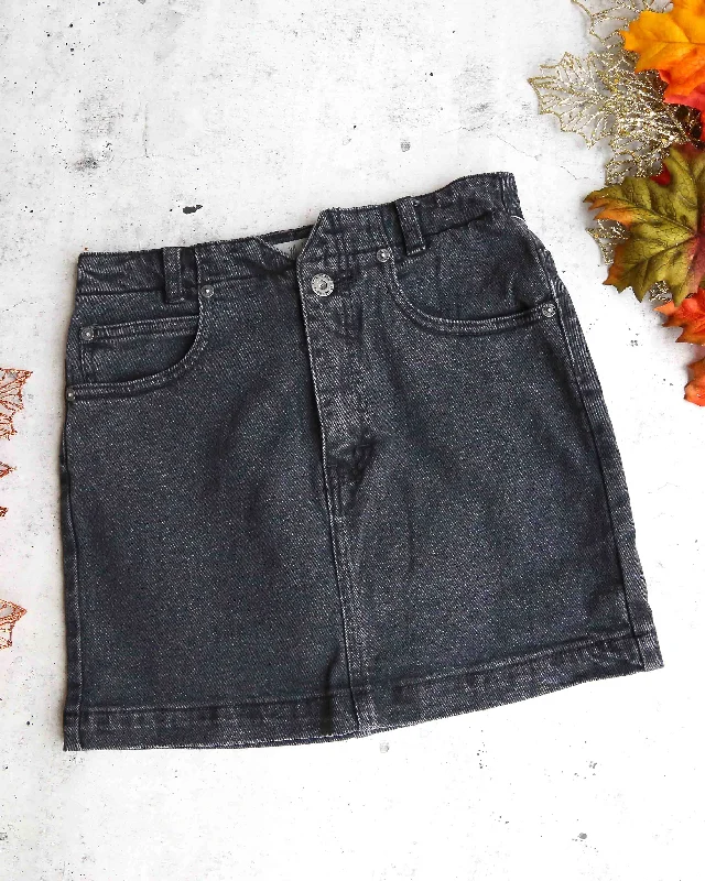 Free People - She's All That Denim Skirt in Black lace skirt romantic