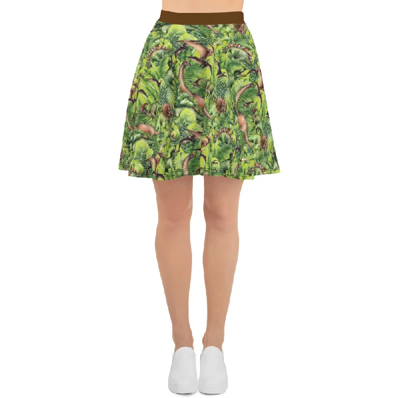 Jurassic Forest - Women's Dinosaur Skirt leather skirt sleek