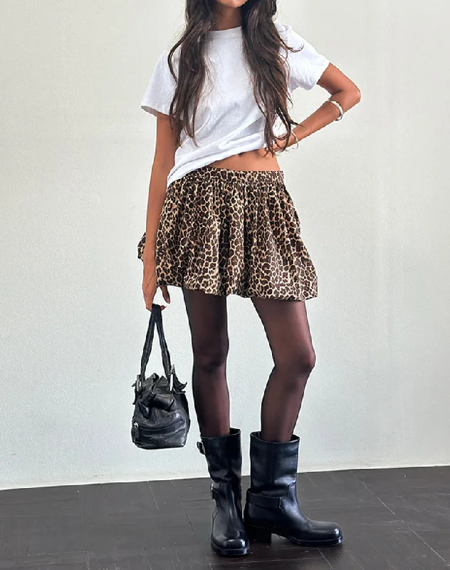 Kayowi Puffball Mini Skirt in Rar Leopard Sandstorm chiffon skirt delicate