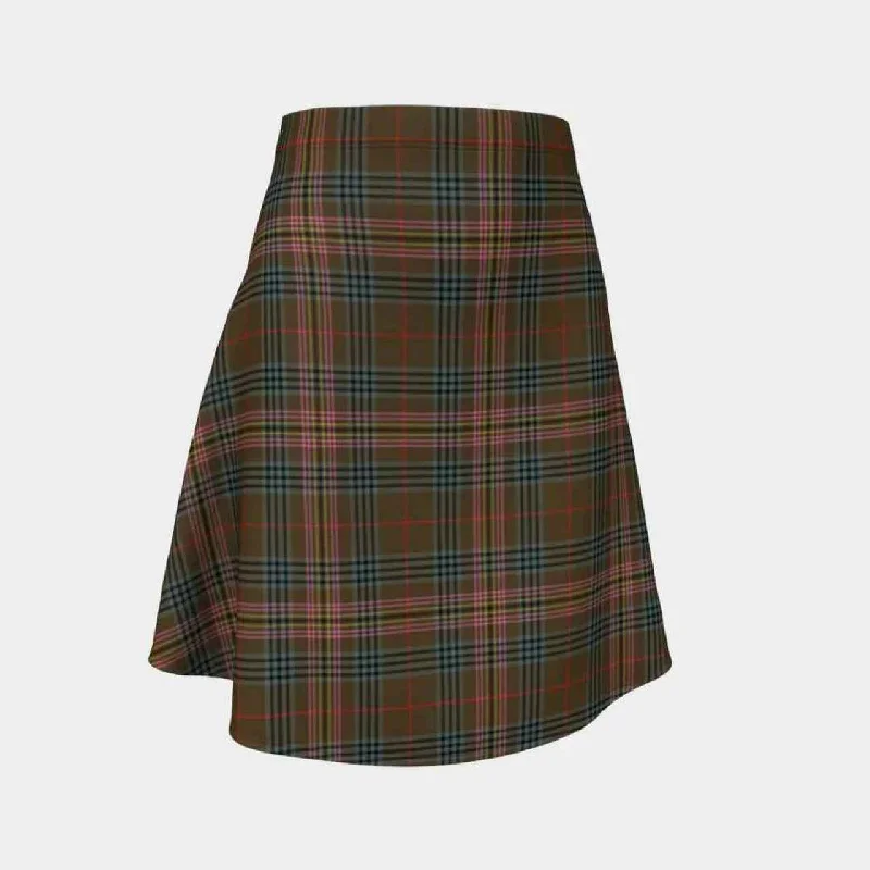 Kennedy Weathered Tartan Flared Skirt silk skirt lustrous