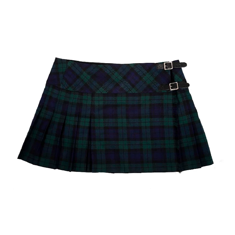 Ladies Tartan Billie Kilted Skirt Black Watch cashmere skirt plush