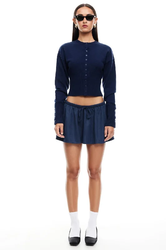 LIONESS Ghost Mini Skirt Navy corduroy skirt textured