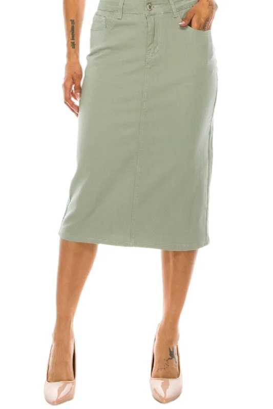 Plus Twill Skirt 79174X In Sage velvet skirt plush