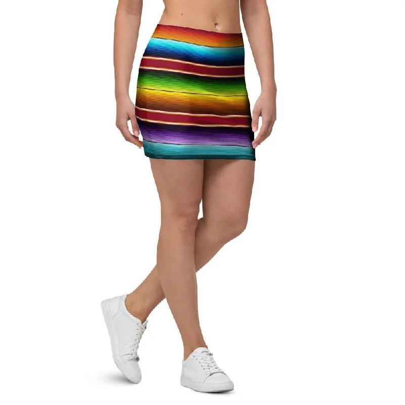 Serape Baja Print Mini Skirt cashmere skirt fine