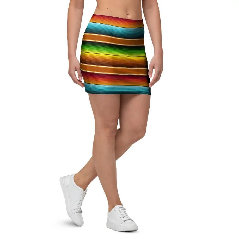 Serape Print Mini Skirt linen skirt breathable