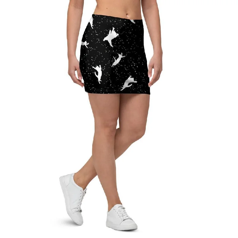 Silhouette Cat Print Mini Skirt mini skirt trendy