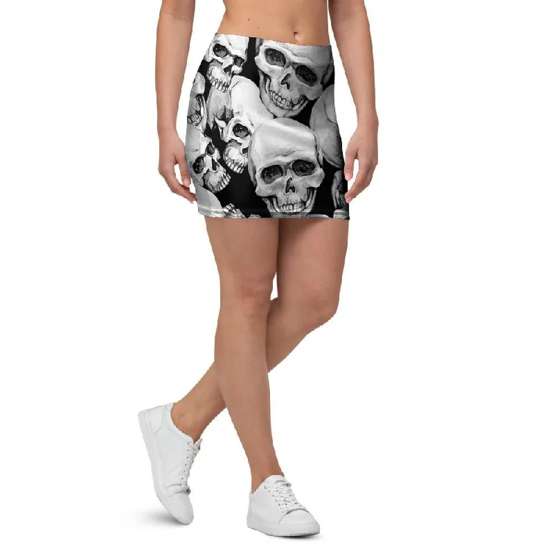 Skull Mini Skirt chiffon skirt airy