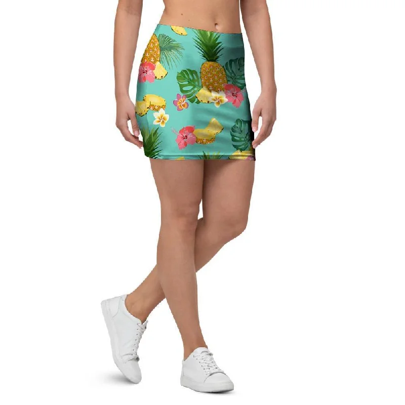 Slice Tropical Pineapple Print Mini Skirt cotton skirt soft