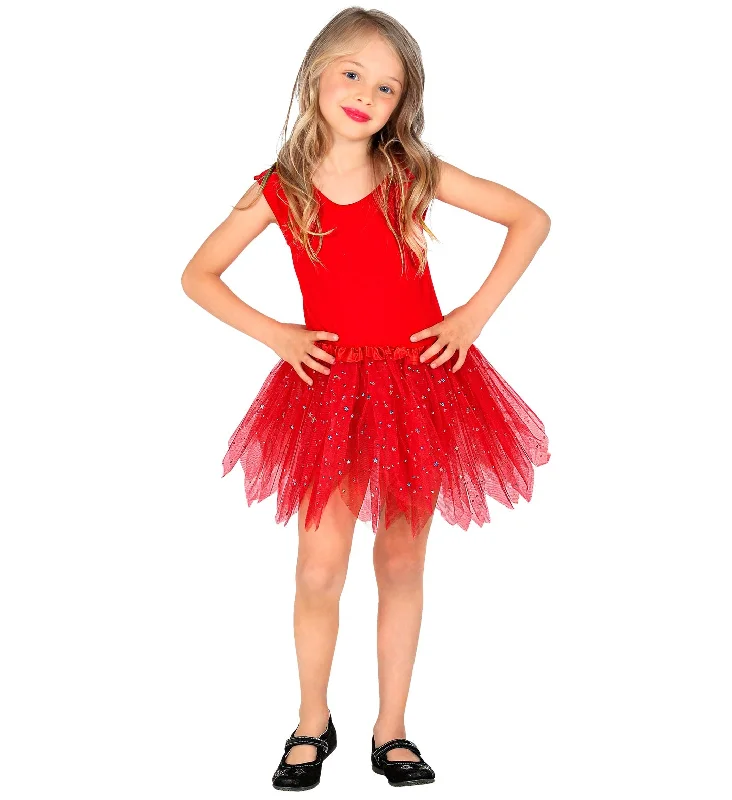 Sparkling Tutu Skirt Red Kids lace skirt feminine