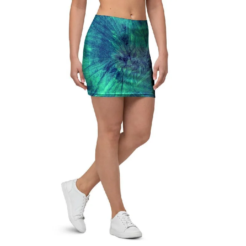 Spiral Green Tie Dye Mini Skirt lace skirt delicate