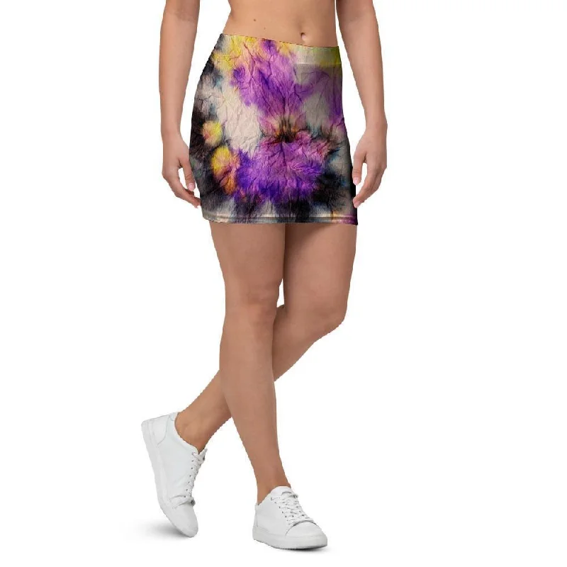 Spiral Hippie Tie Dye Mini Skirt cashmere skirt plush