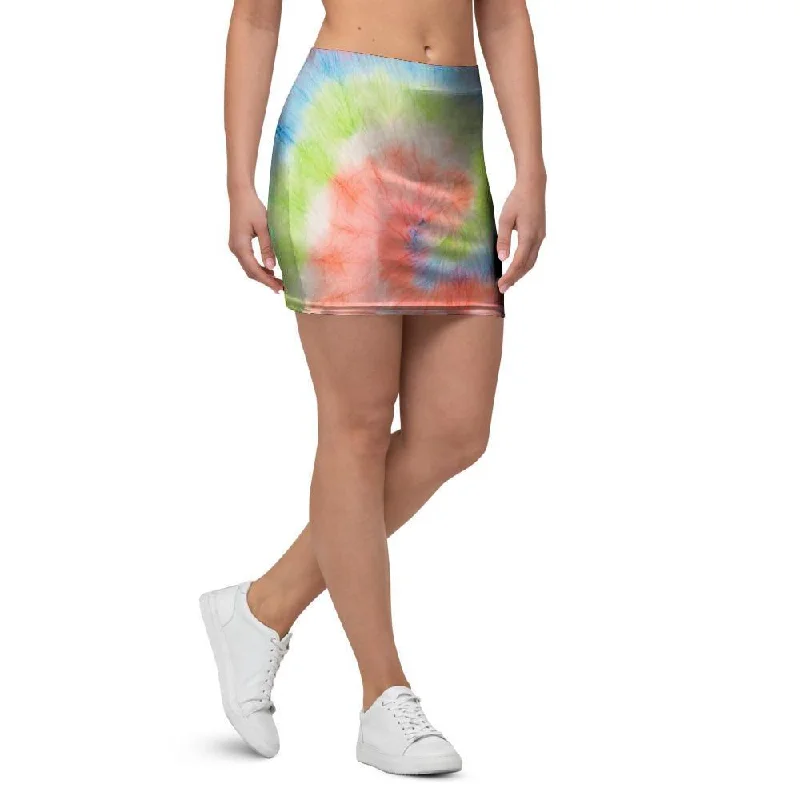 Spiral Tie Dye Mini Skirt leather skirt modern