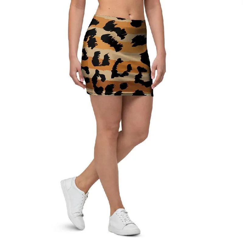 Striped Leopard Mini Skirt athletic skirt fit