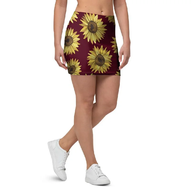 Sunflower Brown Mini Skirt silk skirt sleek