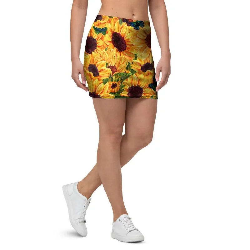 Sunflower Butterfly Mini Skirt leather skirt bold