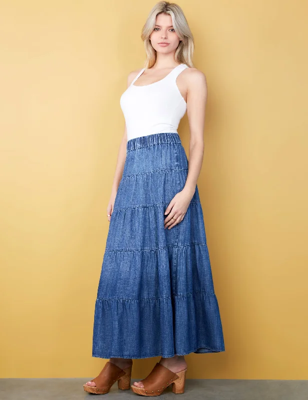 Willa Layered Maxi Skirt denim skirt classic