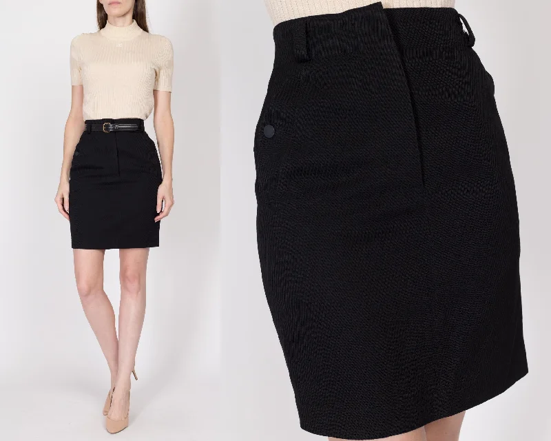 XS 90s Azzedine Alaia Paris Black Mini Pencil Skirt 24.5" denim skirt casual